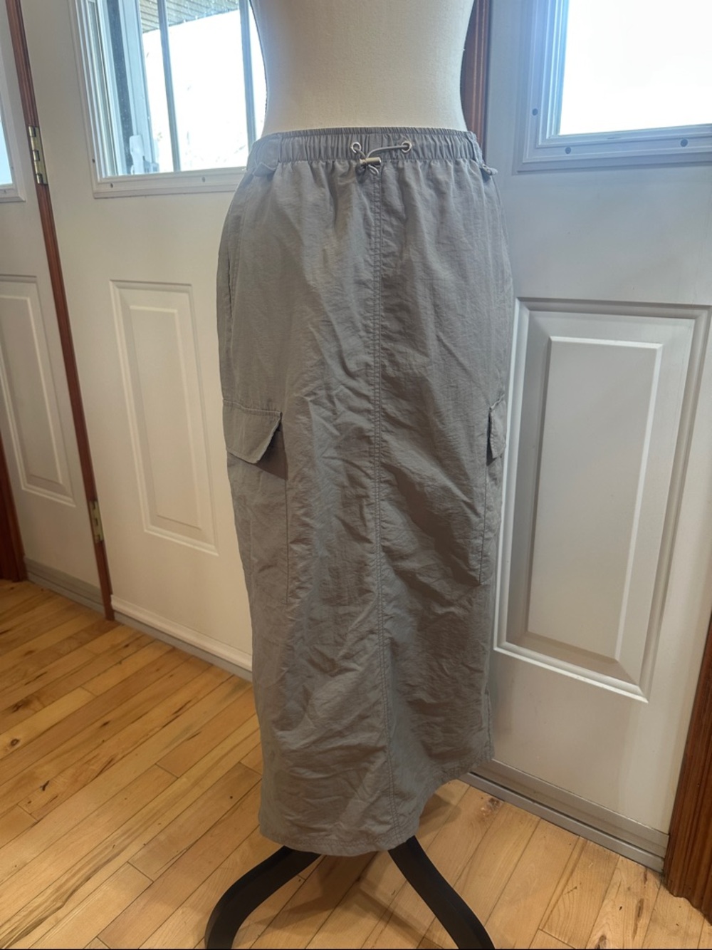 PacSun Gray Cargo Skirt with Drawstring Waist